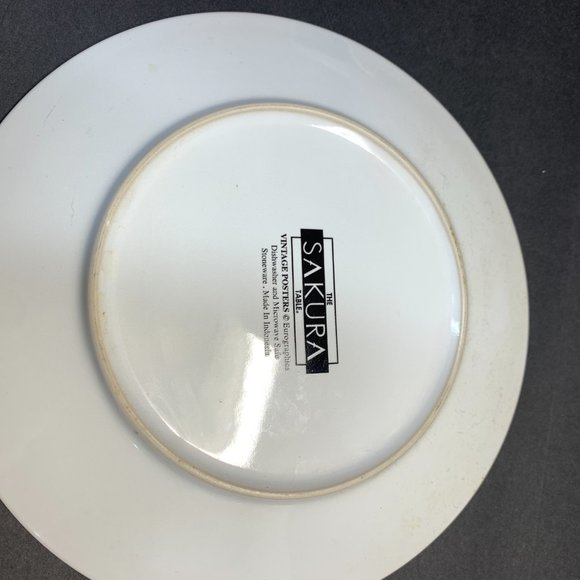 Set of Four Stoneware Salad/Dessert Plates - By Sakura Vintage Posters - Picture 7 of 8